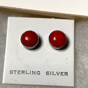 Sterling Silver Red Earrings